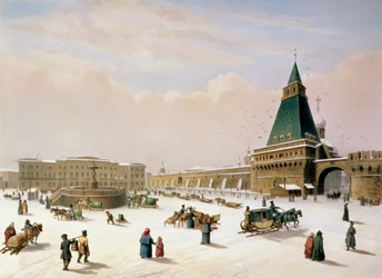 Place Loubyanska à Moscou, imprimé par Louis-Pierre-Alphonse Bichebois (1801-50), 1830